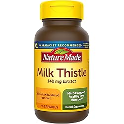 Nature Made Milk Thistle 140 mg, 50 capsules, for Healthy Liver Function Support