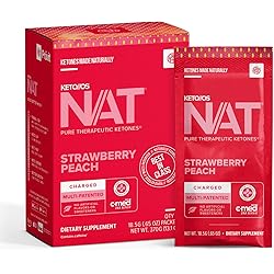 KetoOS NAT® Strawberry Peach Keto Supplements – Charged - Exogenous Ketones - BHB Salts Ketogenic Supplement for Workout Energy Boost for Men and Women 20 Count