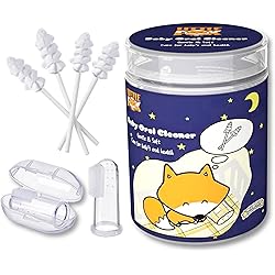 LittleFox Baby Oral Cleaner 42Pcs [Upgrade Designed] 1pc Free Finger Toothbrush with Case, Baby Tongue, Mouth and Gums Cleaner, Newborn Toothbrush, Infant Oral Care and Cleaning for 0-36 Month Baby