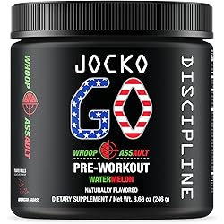 Jocko GO Pre Workout Whoop Assault Watermelon - KETO, Vitamin C, L Theanine, Caffeine, L Citrulline, Rhodiola, Sugar Free Nootropic Blend - Supports Muscle Pump, Endurance and Recovery - 30 servings