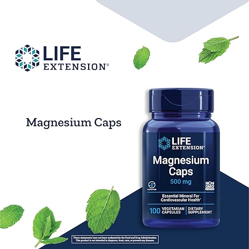 Life Extension Magnesium Caps 500 mg – Essential Mineral Blend For Cardiovascular & Whole-Body Health – Gluten-Free, Non-GMO, Vegetarian -100 Vegetarian Capsules