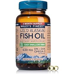 Wild Alaskan Omega-3 Fish Oil - Easy Swallow Minis 2X Double Strength 630mg EPA DHA Natural Supplement 120 Mini Softgels