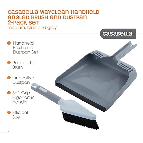 Casabella Wayclean Handheld Angled, Medium, Gray Dustpan and Brush Set, Colors May Vary