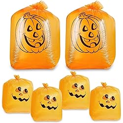 Juvale Pack of 6 Pumpkin Leaf Bag - Small and Medium Sized Pumpkin Trash Bags - The Perfect Fall Lawn Decoration, Orange