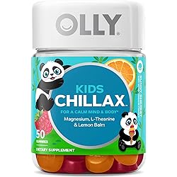 OLLY Kids Chillax Gummies, Magnesium, L-Theanine, Lemon Balm, Chewable Supplement, Sherbet Flavor - 50 Count