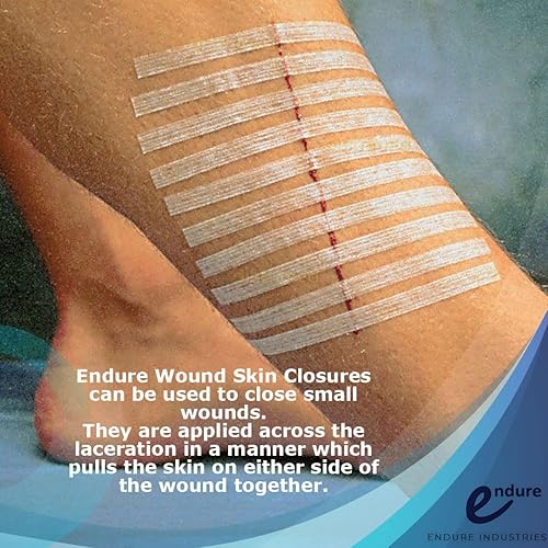 Endure Wound Skin Closures Strips, 6 Strips per Sheet, 1 Sheet per Pouch, 10 Pouches per Box, 60 Strips Individually Packed 14 ” x 1 12” Reinforced