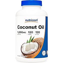 Nutricost Coconut Oil Softgels 1000mg 120 Softgels - Extra Virgin Coconut Oil - Gluten Free and Non-GMO