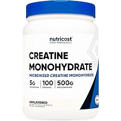 Nutricost Creatine Monohydrate Micronized Powder 500G, 5000mg Per Serv 5g - Micronized Creatine Monohydrate, 100 Servings