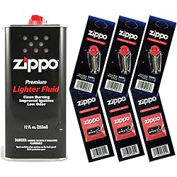 Zippo Gift Set - 12 Fl.oz Fluid Fuel and 3 Wick Card & 3 Flint Card 18 Flints