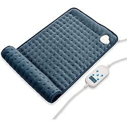 Rvlaugoaa Heating Pad for Pain Relief Neck Back Cramps Electric Heating Pad, Heating Pads with Auto Shut Off and 9 Heat Setting, Soft Flannel