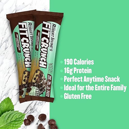 FITCRUNCH Protein Bar, Snack Size Protein Bar, Gluten Free, Value Pack 24 Snack Size Bars, Mint Chocolate Chip