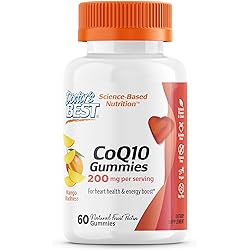 Doctor's Best CoQ10 Gummies 200 Mg, Coenzyme Q10 Ubiquinone, Supports Heart Health, Boost Cellular Energy, Potent Antioxidant, 60 Ct Packaging May Vary