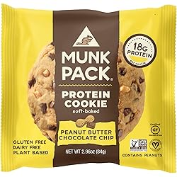 Munk Pack - Peanut Butter Chocolate Chip - Protein Cookie - 6 Pack - 18g Protein, Vegan, Gluten-Free, Soft Baked - 2.96oz