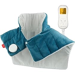 Weighted Heating Pad for Neck and Shoulders, Comfytemp 2.2lb Large Electric Heated Neck Shoulder Wrap for Pain Relief - 9 Heat Settings, 11 Auto-Off with Countdown, Stay on, Backlight - 19"x22&#34