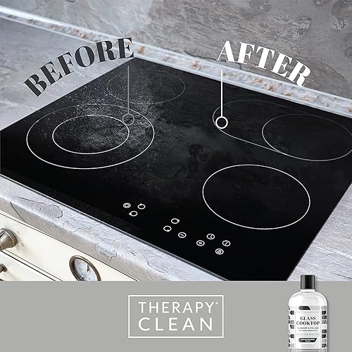 Therapy Cooktop Cleaner for Glass Top Kit - Electric Ceramic Stove Top Cleaner for Glass Ceramic Surfaces, Natural Glass Top Stove Cleaner
