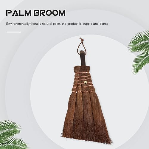 Hemoton Small Broom Handheld Broom for Desktop Table Household Cleaner Tool Light Brown