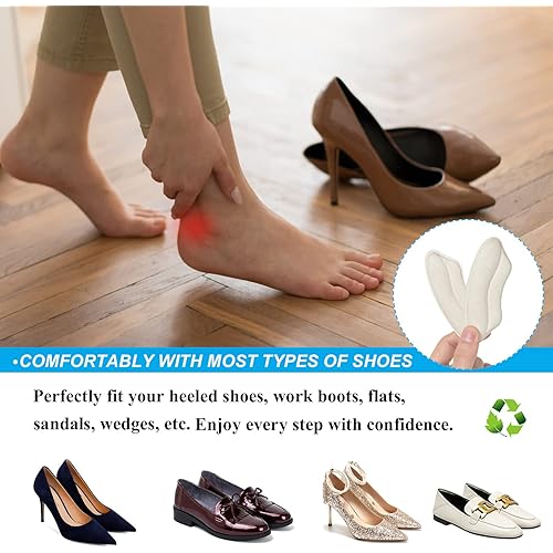 Heel Pads, Heel Grips Liner, Heel Inserts for Women, for Men Womens Loose Shoes, Heel Cushion Pads for Shoes Too Big, Heel Protectors for Shoes, Prevent Heel Pains Blisters, Improve Shoe Fit - 6 Pairs