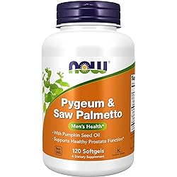 NOW Supplements, Pygeum & Saw Palmetto with Pumpkin Seed Oil, Men's Health, 120 Softgels