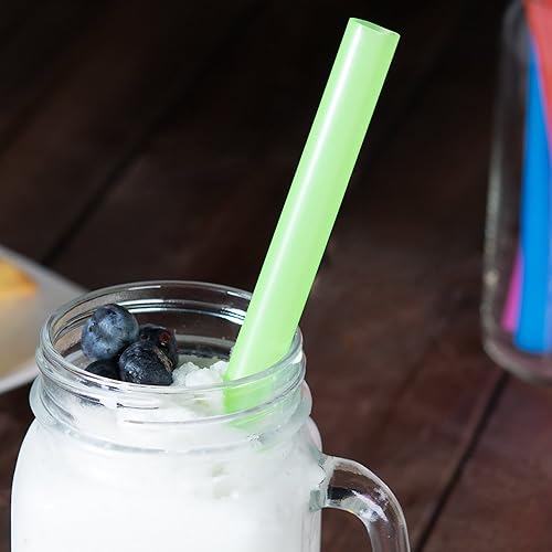ALINK 100 Extra Large Plastic Bubble Tea Smoothie Straws, 12" Wide X 8 12" Long Wide Boba Straws