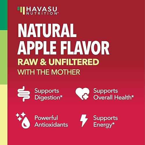 Organic Apple Cider Vinegar Gummies with The Mother | Metabolism Stomach Control & Energy Support | Vegan & Non-GMO Natural Apple Flavor | 90 Count ACV Gelatin-Free Gummies by Havasu Nutrition