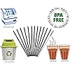 DAKOUFISH 11 Inch Long Black Reusable Plastic Replacement Drinking Straws for 24 oz 32oz 40oz Mason Jar,Tumblers, Set of 12 with Cleaning Brush 11inch, Black