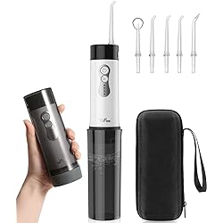 YaFex Water Flosser for Teeth Cordless - Portable Water Teeth Pick Cleaner Rechargeable Dental Oral Irrigator with DIY Mode, 5 Jets, Travel Case Black