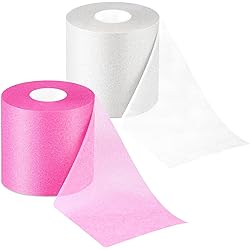 2 Rolls Prewrap Athletic Tape Foam Underwrap Tape Sports Tape Foam Underwrap Bandage for Hair Wrists Elbows Knees Ankles, 2.75 Inches x 30 Yards Pink, White