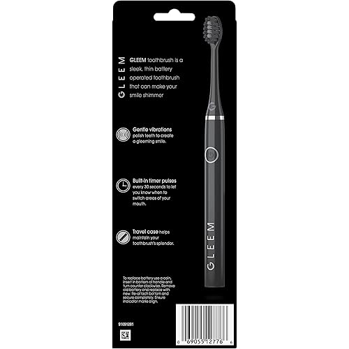 Gleem Battery Powered Electric Toothbrush, Black