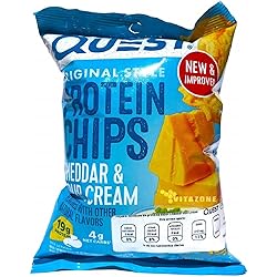 Quest Nutrition Protein Chips, Cheddar & Sour Cream, 22g Protein, 4g Net Carbs, 140 Cals, 1.2oz Bag, 1 Count, High Protein, Low Carb, Gluten Free, Soy Free, Potato Free