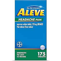 Aleve Headache Pain Tablets, Naproxen Sodium for Pain Relief ‐175 Count, 175 Count