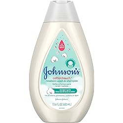 Johnson's Baby CottonTouch Newborn Body Wash & Shampoo, Gentle & Tear-Free, Made with Real Cotton, Gently Washes Away Dirt & Germs, Sulfate- & Paraben-Free for Sensitive Skin, 13.6 Fl Oz