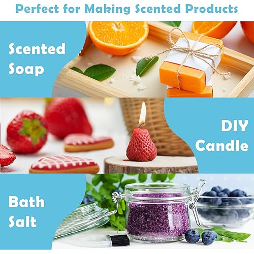 Fruity and Floral Fragrance Oil, Holamay Scented Oils Set for Soap & Candle Making Scents 10 Packs of 5ml, Aromatherapy Essential Oils for Diffuser - Coconut, Strawberry, Rose, Jasmine and More