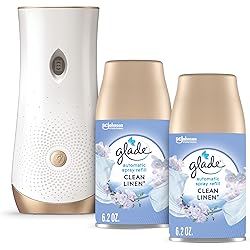 Glade Automatic Spray Refill and Holder Kit, Air Freshener for Home and Bathroom, Clean Linen, 6.2 Oz, 2 Count