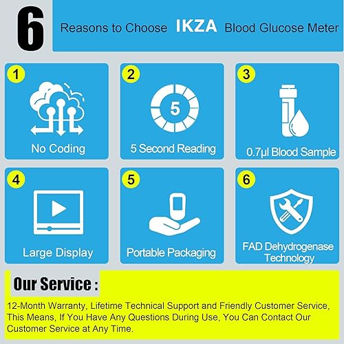 Blood Sugar Monitor, IKZA G-427B Glucometer with Lancing Device, Coding-Free Glucose Monitor, Blood Glucose Monitor for Home UseG-427B