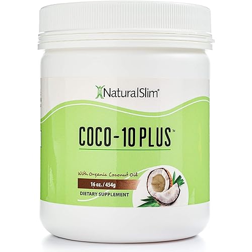 NaturalSlim Coco-10 Plus – Blend of Organic Coconut Oil & Coenzyme Q10 Co Q 10, Ubiquinone | Improves Health, Helps Boost Energy, and Thyroid Support | Mix with Shake, Coffee | No Flavor, 16oz