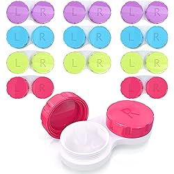 Contact Lens Case Pack of 12 Compact Size Multi-Color & Leak-proof Contacts Case with LR Marked Caps for Protecting Eyes, Travelling, Home, Soaking Storage