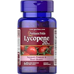 Lycopene 20 Mg, Promotes Prostate and Heart Health, 60 Count by Puritan's Pride