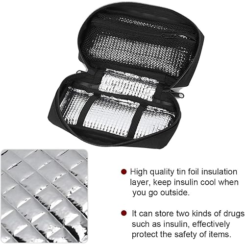 Portable Insulin Cooler Protector Bag Organizer Insulation Cooling Pouch Case Insulin Cooling Bag Black GrayBlack
