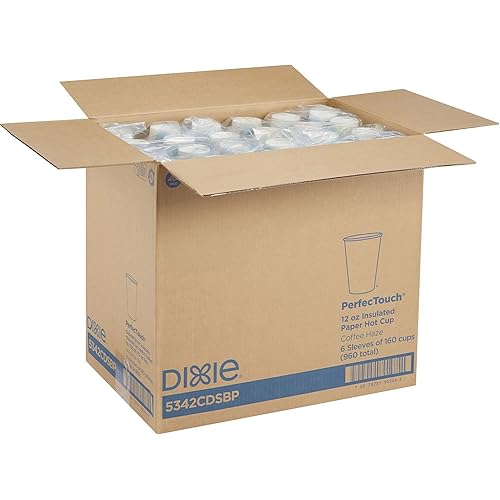 Dixie PerfecTouch 12 oz. Insulated Paper Hot Coffee Cup by GP PRO Georgia-Pacific, Coffee Haze, 5342CDSBP, 160 Cups Per Case, Coffee Haze Design