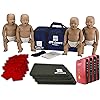 CPR Savers Training Infant 4 Pack, with 4 PRESTAN Professional Dark Skin Infant Manikins, 4 Lifesaver AED Trainers, Vests and Knee Pads