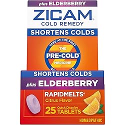 Zicam Cold Remedy RapidMelts, Elderberry Citrus Flavor, 25 Count Pack of 1