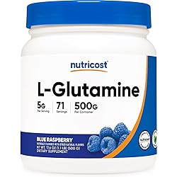 Nutricost L-Glutamine Powder 500 Grams Blue Raspberry