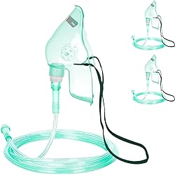 2 Pack Oxygen Mask for Face Adult with 6.6' Tube & Adjustable Elastic Strap - Size L