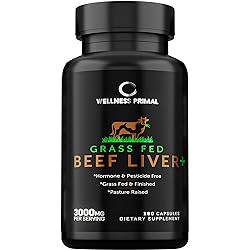 Wellness Primal Beef Liver Plus Supplement Desiccated Grass Fed , Argentinian Raised Cattle Natural Iron, Vitamin A, B12 for Energy 180 Count 1