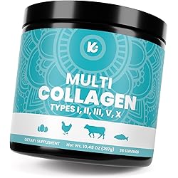 Multi Collagen Protein Powder - Keppi Multi Collagen Hydrolyzed Collagen Peptides Types I, II, III, V, X. Multi Collagen Protein Promotes Healthy Joints and Gut. 10.45oz 38 Servings