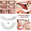 2PCS Veneer Snap-in Teeth, Veneers Dentures for Men and Women, Top Teeth for Snap On Instant & Confidence Smile Perfect Braces and whitening substitutes