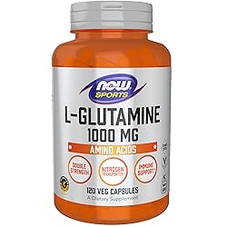 NOW Sports Nutrition, L-Glutamine, Double Strength 1,000 mg, Amino Acid, 120 Veg Capsules
