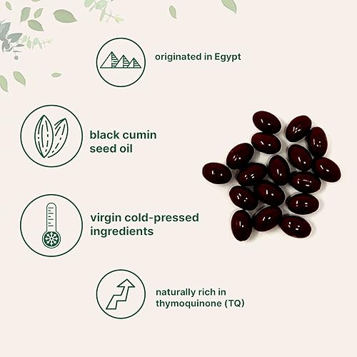 Black Seed Oil 1000 mg, 240 Counts | Immune System Booster | Cold-Pressed, Nigella Sativa from Egypt, Black Seed Oil Capsules, Odorless , Non-GMO & Vegan Friendly