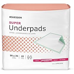 McKesson Super Disposable Underpads, 30" x 36", Polymer, Fluff, Non-Woven, 100 Count