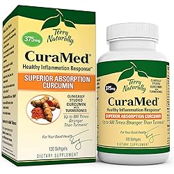 Terry Naturally CuraMed 375 mg - 120 Softgels - Superior Absorption BCM-95 Curcumin Supplement, Promotes Healthy Inflammation Response - Non-GMO, Gluten-Free, Halal - 120 Servings